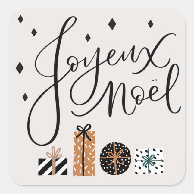 Joyeux Noel Merry Christmas Gift Tag Label (Front)