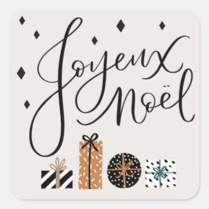 Joyeux Noel Merry Christmas Gift Tag Label