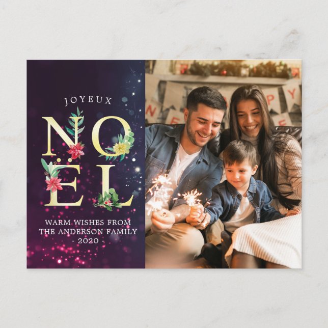 Joyeux Noel Merry Christmas Happy New Year Photo Holiday Postcard (Front)