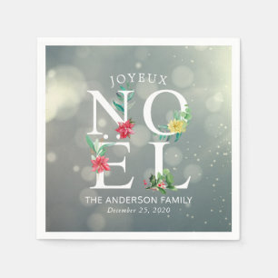 Joyeux Noel Merry Christmas Happy New Year Wishes Napkin