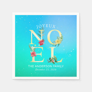 Joyeux Noel Merry Christmas Happy New Year Wishes Napkin