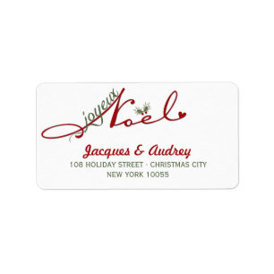 Joyeux Noel Mistletoe Holiday Address Labels