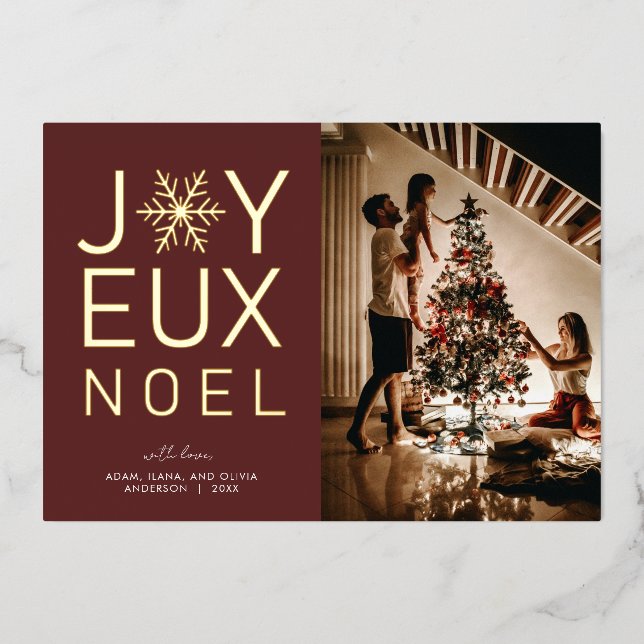 Joyeux Noel Modern and Classy Foil Card (Front)