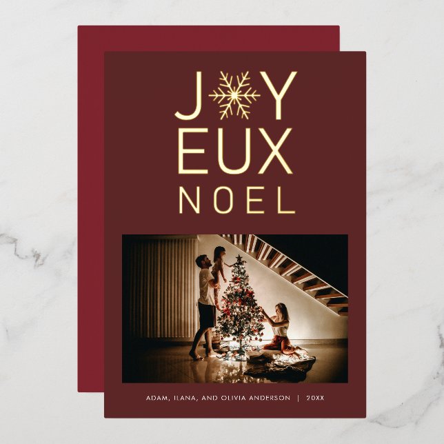 Joyeux Noel Modern and Classy Foil Card (Front/Back)