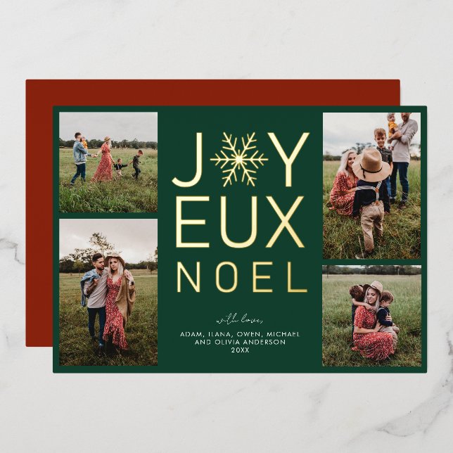 Joyeux Noel Modern and Classy Foil Holiday Card (Front/Back)