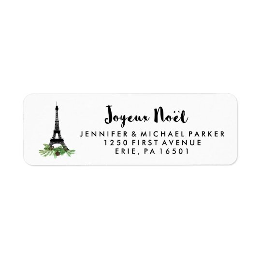 Joyeux Noel Modern French Christmas Return Address Label