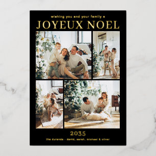 Joyeux Noel Multi Photo Gold  Foil Holiday Card