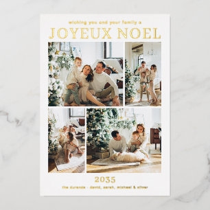Joyeux Noel Multi Photo Gold Foil Holiday Card