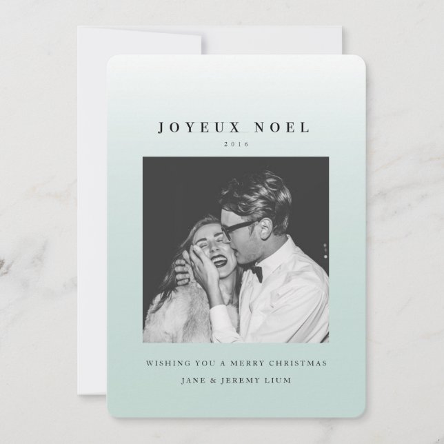 Joyeux Noel Ombre Christmas Photo Card (Front)