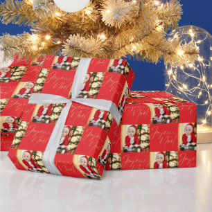 Joyeux Noel One Photo Personalised Christmas Wrapping Paper