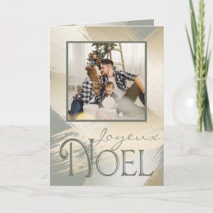 Joyeux Noel Photo Card Modern Gold Paint Strokes