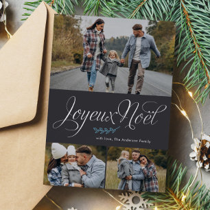 "Joyeux Noel" Photo Gallery of Three  Foil Holiday Card