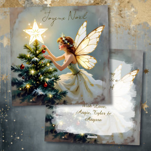Joyeux Noël   Pretty Fairy Personalized Christmas Holiday Card