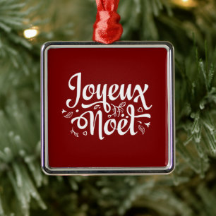 Joyeux Noel Red Metal Tree Decoration