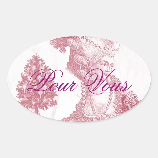 Joyeux Noel (Rouge) Pour Vous Gift Oval Sticker (Front)