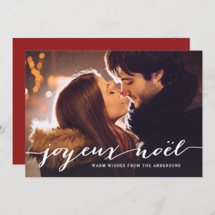 Joyeux Noël Rustic Script Christmas Photo Holiday Card