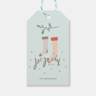 Joyeux Noel Scandinavian Stocking Christmas Gift Tags