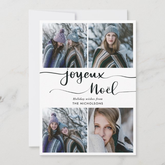 Joyeux Noel Script | Four Holiday Photo (Front)