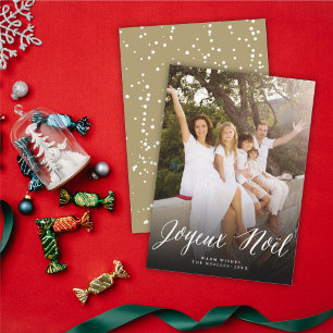 Joyeux Noel Script Modern Christmas Photo Card