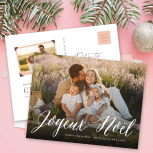 Joyeux Noel Simple Script Christmas Photo Postcard