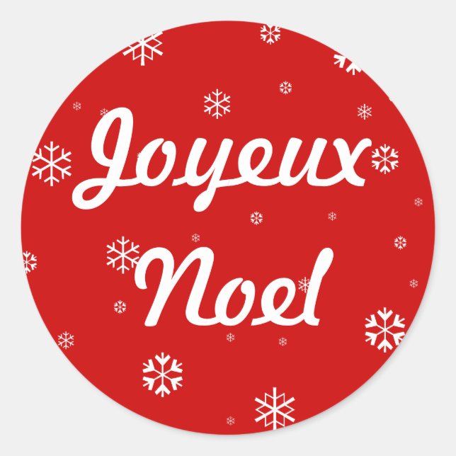 Joyeux Noel Snowflakes Classic Round Sticker (Front)