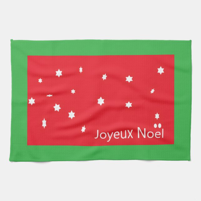 Joyeux Noel Snowflakes kitchen towel (Horizontal)
