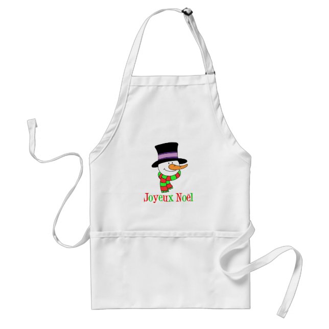 Joyeux Noel Snowman Cartoon French Apron (Front)
