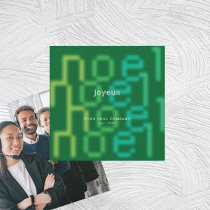 JOYEUX NOEL TECH FONT CORPORATE PHOTO CHRISTMAS HOLIDAY CARD
