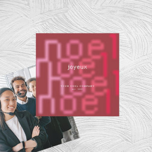JOYEUX NOEL TECH FONT CORPORATE PHOTO CHRISTMAS HOLIDAY CARD