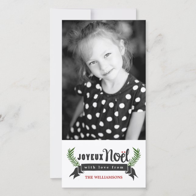 Joyeux Noel Vertical Holiday Photo Card (Front)