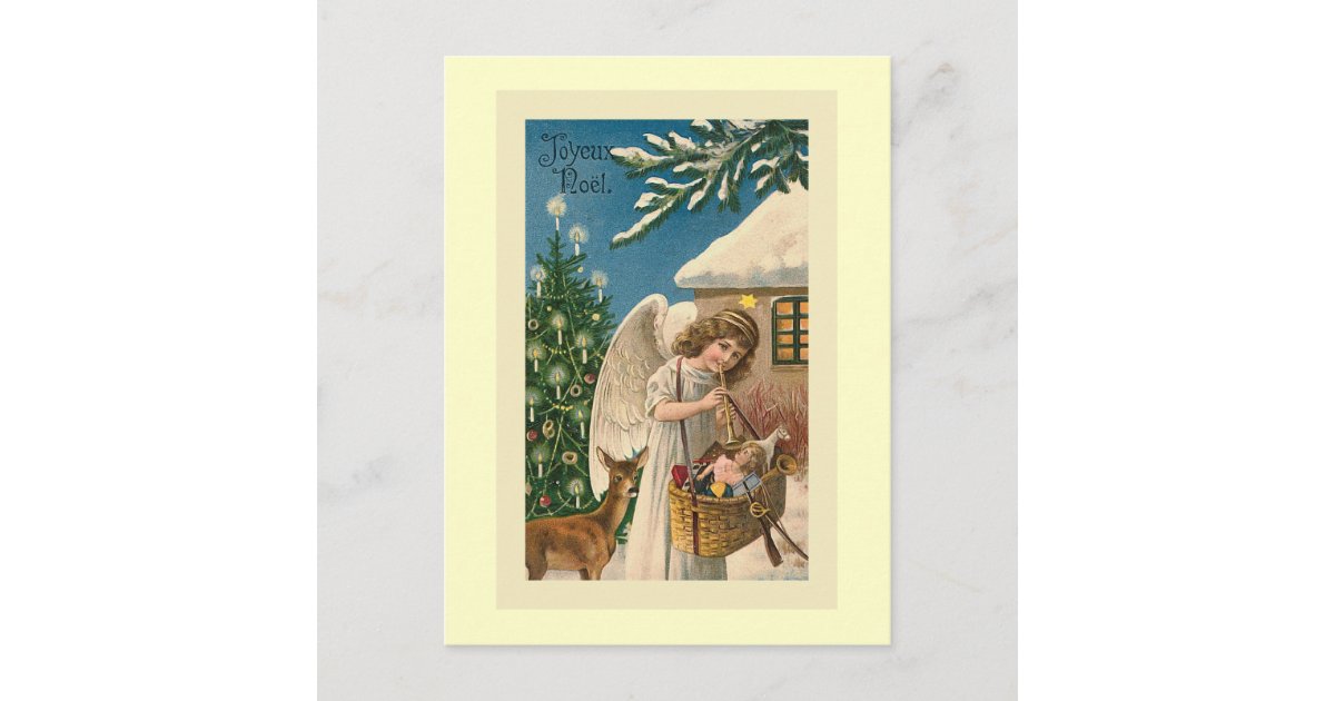 &quot;Joyeux Noel Vintage Christmas Card&quot; Holiday Postcard | Zazzle.co.uk
