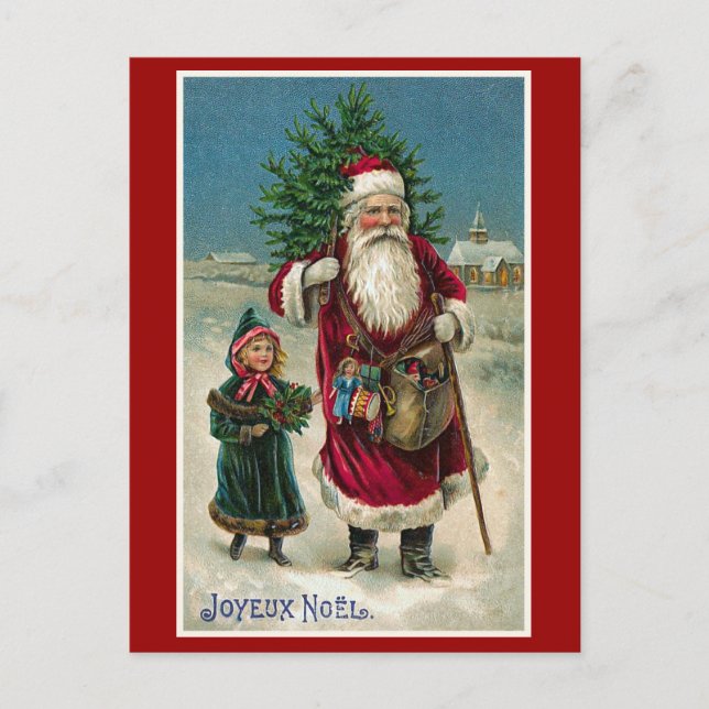 "Joyeux Noel" Vintage French Christmas Holiday Postcard (Front)