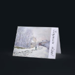 Joyeux Noel with C Monet French Christmas Greeting Holiday Card<br><div class="desc">Snow at Argenteuil,  1875 by Claude Monet - Other Christmas greeting cards and New year Greeting cards with painters. Joyeux Noël avec Claude Monet: neige à Argenteuil,  1875. "Joyeux Noêl" n'est pas customisable car ce sont des lettres avec un effet chrome (digital effect).</div>