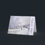 Joyeux Noel with C Monet French Christmas Greeting Holiday Card<br><div class="desc">Snow at Argenteuil,  1875 by Claude Monet - Other Christmas greeting cards and New year Greeting cards with painters. Joyeux Noël avec Claude Monet: neige à Argenteuil,  1875. "Joyeux Noêl" n'est pas customisable car ce sont des lettres avec un effet chrome (digital effect).</div>