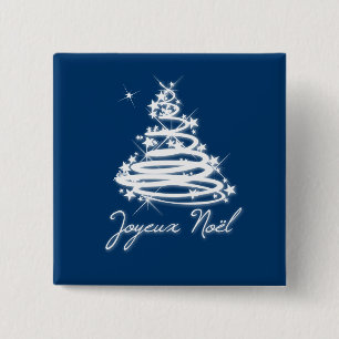 Joyeux Noël with Christmas Tree 15 Cm Square Badge
