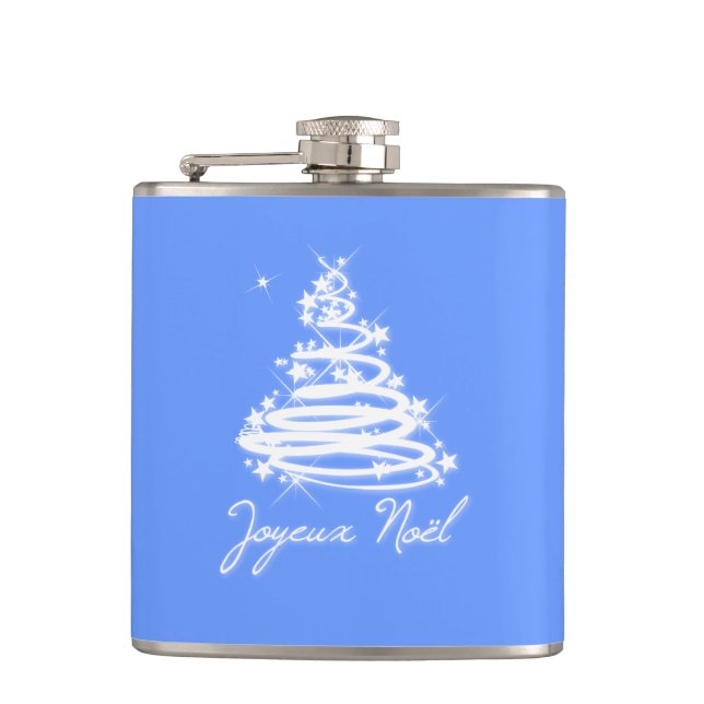 Joyeux Noël with Christmas Tree Hip Flask (Front)
