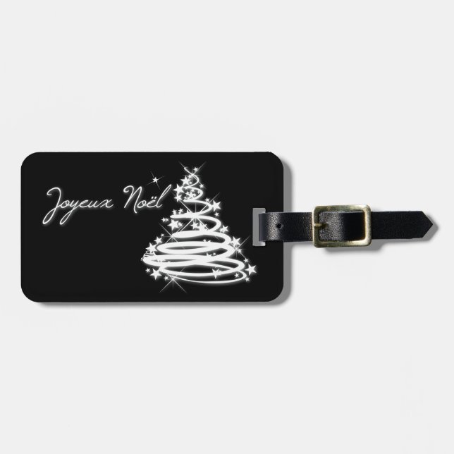 Joyeux Noël with Christmas Tree Luggage Tag (Front Horizontal)