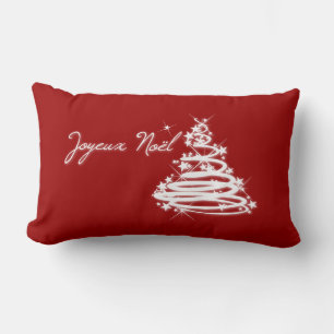 Joyeux Noël with Christmas Tree Lumbar Cushion
