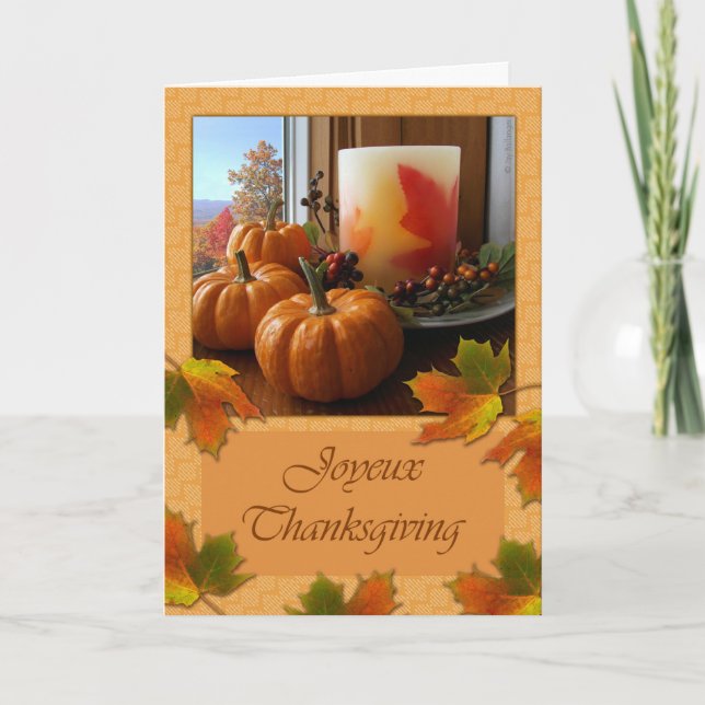 Joyeux Thanksgiving French Autumn Still Life Card (Front)