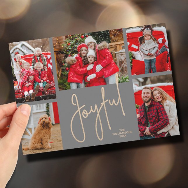 JOYFUL 5 Photo Christmas Holiday Card (Creator Uploaded)