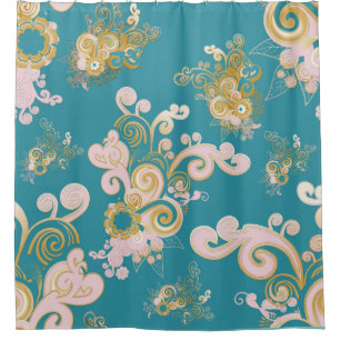 Joyful abstract flower petal  design shower curtain