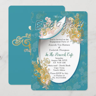 Joyful Abstract Pink, Sky-blue - Pink Flowers Invitation