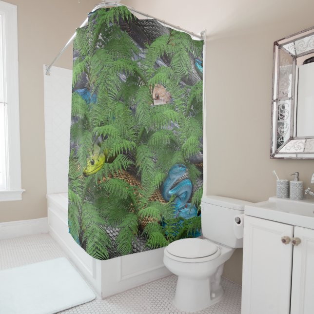 Joyful African Jungle Shower Curtain (In Situ)