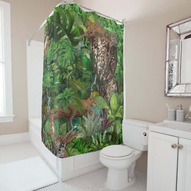 Joyful African Jungle Shower Curtain (In Situ)