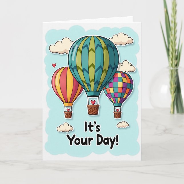 Joyful Airship Birthday Card (Front)