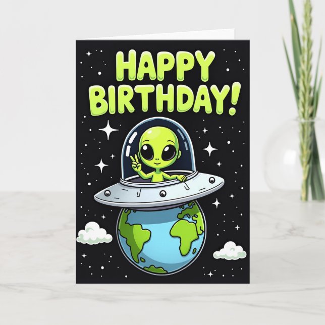 Joyful Alien Birthday Card (Front)