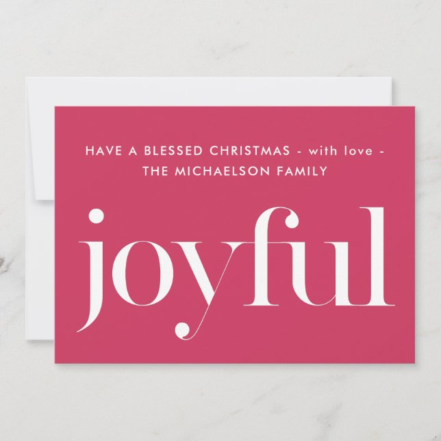 Joyful and Blessed Pink Photo Christmas Holiday (Front)