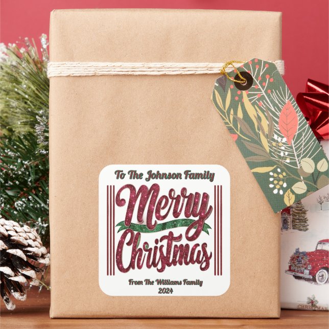 Joyful and Colourful Christmas Cheer! Square Sticker (Holiday)
