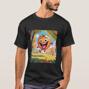 Joyful Apple Character in Autumn Park, Fun Gift T-Shirt