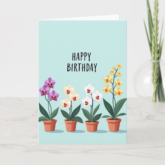 Joyful Aqua Botanical Card (Front)